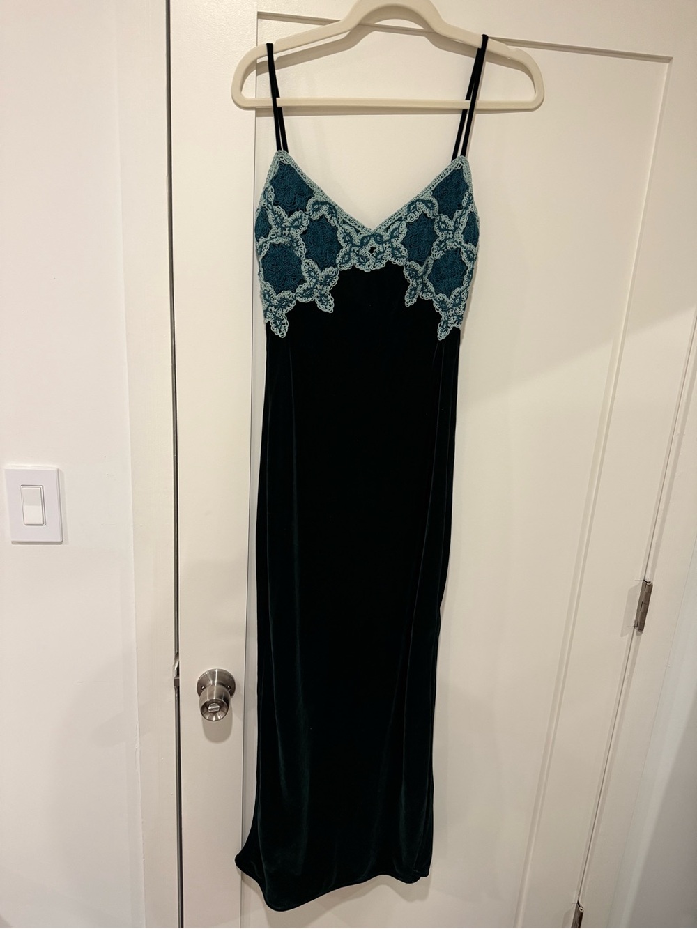 Zara Teal Slip Dress with Light Aqua Trim